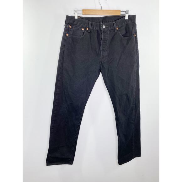 Levi's 501 Original Fit Black Non-Stretch Cotton Jeans Men's Size 34 x 32 - Picture 1 of 10